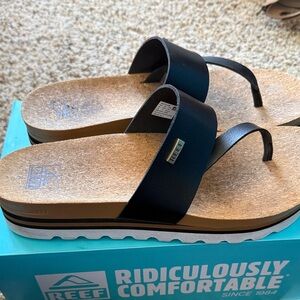 Reef Black Cork Sandals